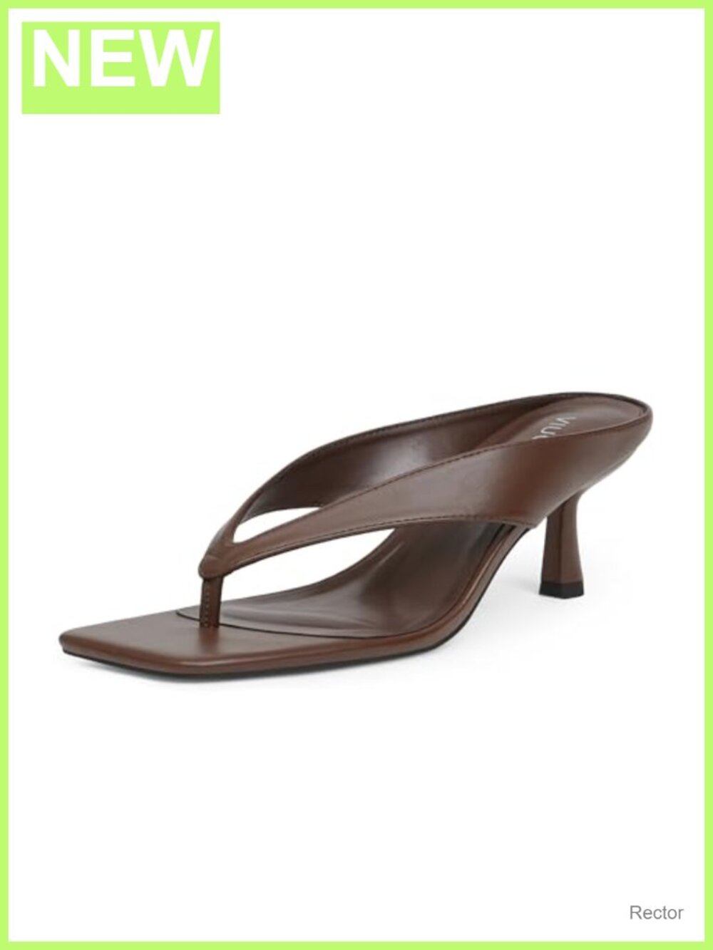 Square Toe Thong Kitten Heel Sandals - Faux Leather Slip On Heels for Women